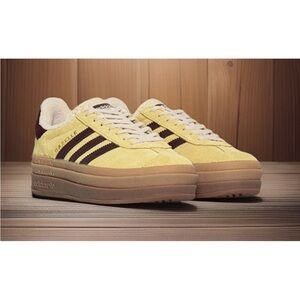 ADIDAS Unisex Gazelle Bold Sz.11/9.5 Color-alm. Yellow/Maroon Wedges Shoes NWHB